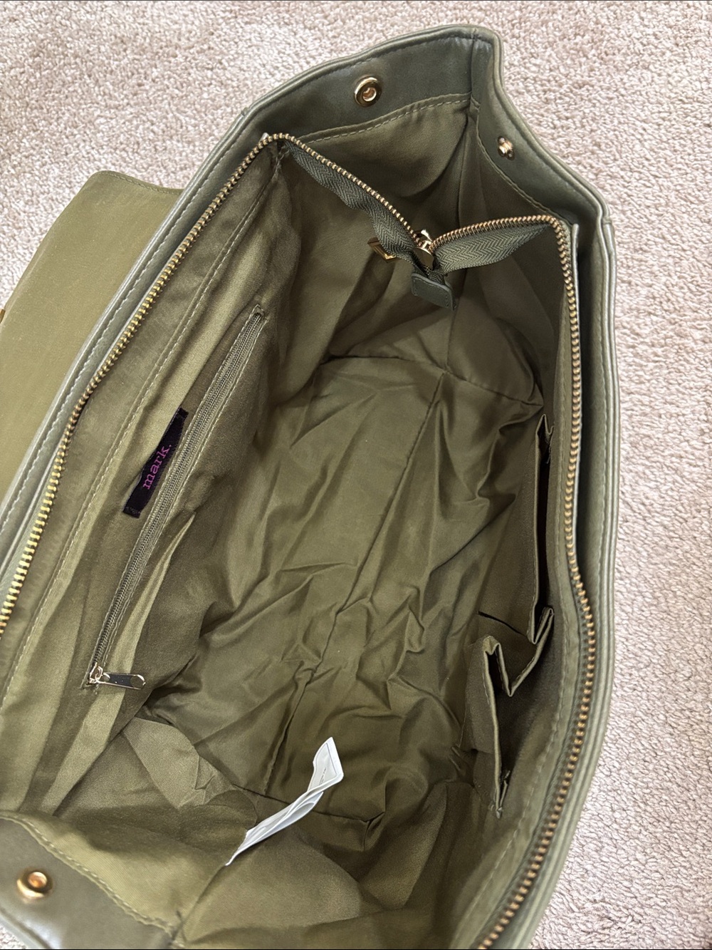 mark. Olive Green Structured Tote with Gold Hardware - Picture 5 of 7